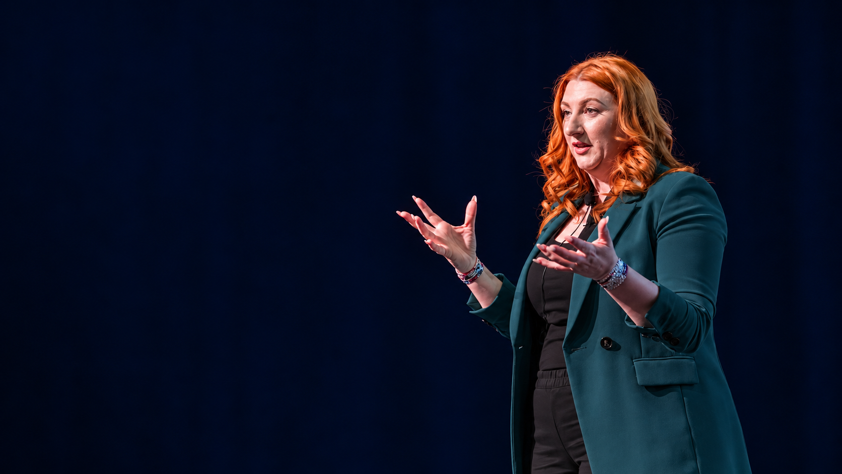 Cally Stewart speaking on stage